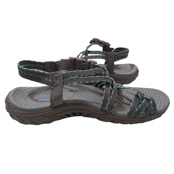 Skechers Sport Sandal Womens 6 Gray Strappy Toe Thong Reggae Fun Banter Gorpcore - Picture 6 of 10